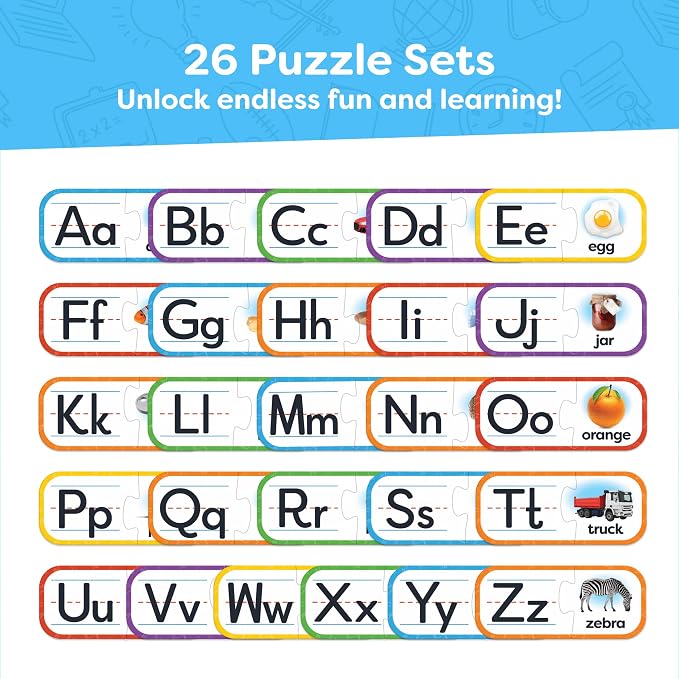 Alphabet Puzzle Games for Kindergarten - 26 Pairs Self-Correcting ABC Puzzle Alphabet Matching Game - ABC Learning for Toddlers Letters Matching Game - Preschool Educational Learning Toys Activities