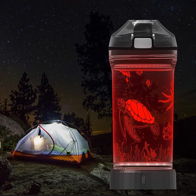 Lightzz Kids Water Bottle with 3D Glowing Turtle LED Light - Tritan BPA Free - Creative Ideal Travel Cup Ocean Gift for Back to School Girl Boy Child Holiday Camping Picnic (Sea Turtle 14 Oz)