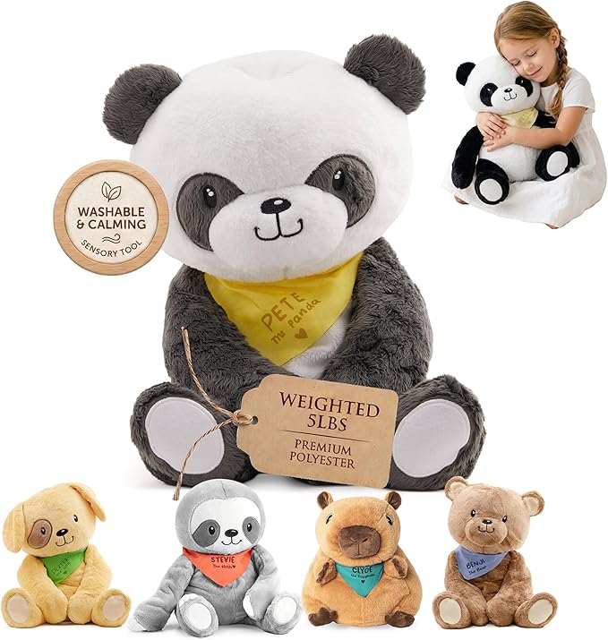 Lilly's Love Weighted Stuffed Animals for Adults & Kids — 5lb Calming Panda Plush for Anxiety, ADHD & Sensory | Machine Washable Weighted Stuffed Animal w/Removable Insert | Pete The Panda