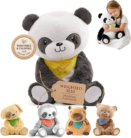 Lilly's Love Weighted Stuffed Animals for Adults & Kids — 5lb Calming Panda Plush for Anxiety, ADHD & Sensory | Machine Washable Weighted Stuffed Animal w/Removable Insert | Pete The Panda