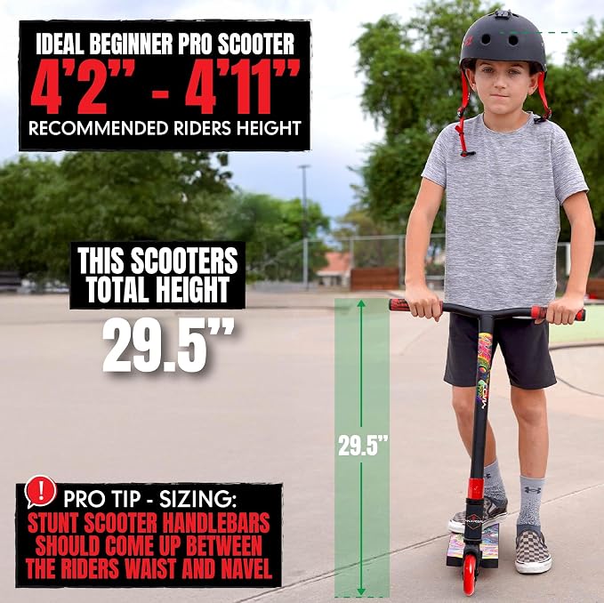Pro Stunt Trick Scooter for Kids Ages 5-12 – Lightweight Durable Freestyle Kick Scooter for Skatepark and Street – Easy Assembly – Madd Gear MG2