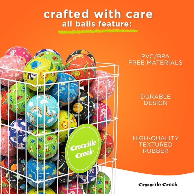 Crocodile Creek Playground Ball - Durable Rubber Ball for Kids Ages 3 and Up - Bouncy Inflatable Ball for Kickball, Indoor Games, and Outdoor Sports - PVC-Free