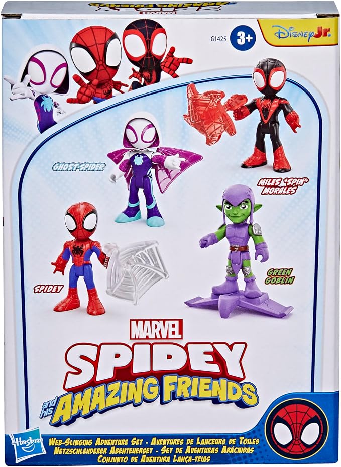 Marvel Spidey and His Amazing Friends Web-Slinging Adventure Set, 3-Inch-Scale (7.6 cm) Action Figure Set, Spider-Man Toys for Kids Ages 3+ (Amazon Exclusive)