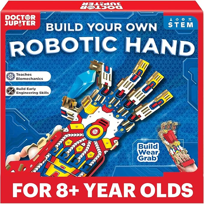 Doctor Jupiter Robotic Hand STEM Kit for Kids Ages 8+ | Birthday Gift Ideas for Boys & Girls | Cyborg Hand, Engineering Kit Toy for 8, 9, 10, 11, 12, 13, 14 Years Olds