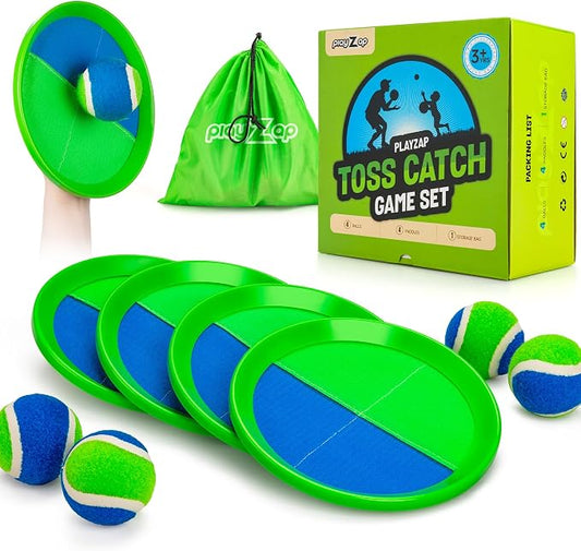 PlayZap Toss and Catch Ball Set - Outdoor Toys for Family Games - Outside Yard Pool Beach Flyball Game for 3 4 5 6 7 8+ Years Old Boys Girls - Classic Birthday Gift for Kids Youth Adults