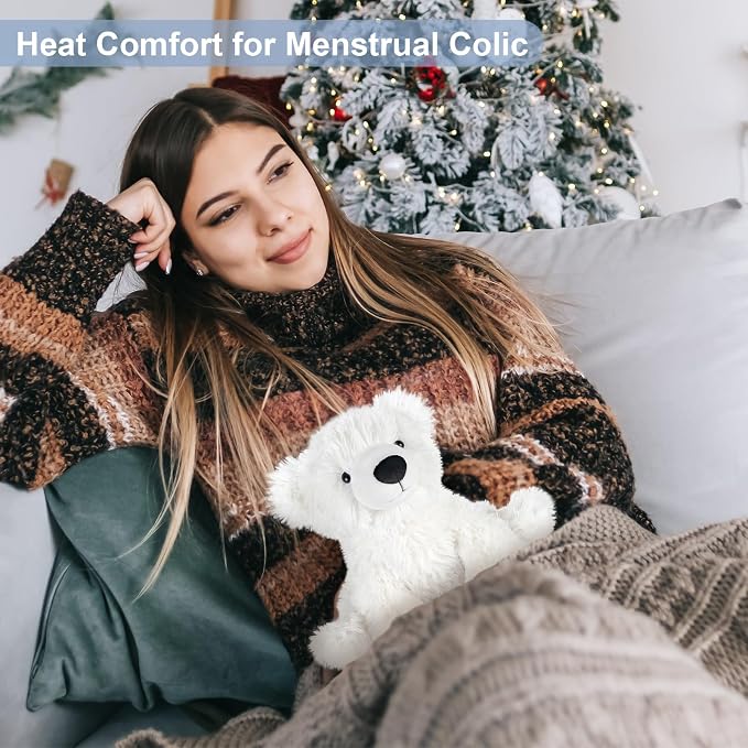 SuzziPals Warming Polar Bear Stuffed Animal, Microwavable Heating Pad for Soothing & Stress Relief, Stuffed Bears Plush Toys with Lavender Scent, Plushies White Bear Gifts Kids & Adults
