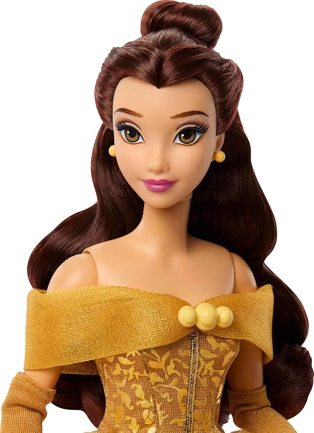 Mattel Disney Princess Belle Sparkling Princess Fashion Doll & Accessories w/Removable Dress, Shoes & Earrings, Inspired by Beauty & the Beast Movie