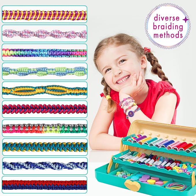 TingingYuli Friendship Bracelet Making Kit for Girls Ages 8-12, DIY String Bracelet Maker with 3-Layer Storage Box, Jewelry Making Kit Arts and Crafts Toy Gift for Kids Ages 6-12
