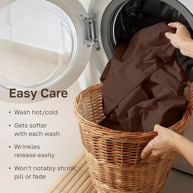 California Design Den Soft 100% Cotton Bed Sheets Twin Size Set, 400 Thread Count Good Housekeeping Award Winner, Silky Smooth Sateen Weave, Durable Twin Bed Sheet Set - Espresso Chocolate Brown