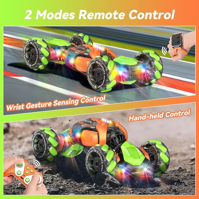 Nicella Remote Control Car, RC Toys Gifts for 6 7 8 9 10 11 12 Year Old Boys Girls - 360° Rotating 4WD Gesture Sensing RC Sunt Car with Lights & Music - Cool Birthday Gifts for Kids