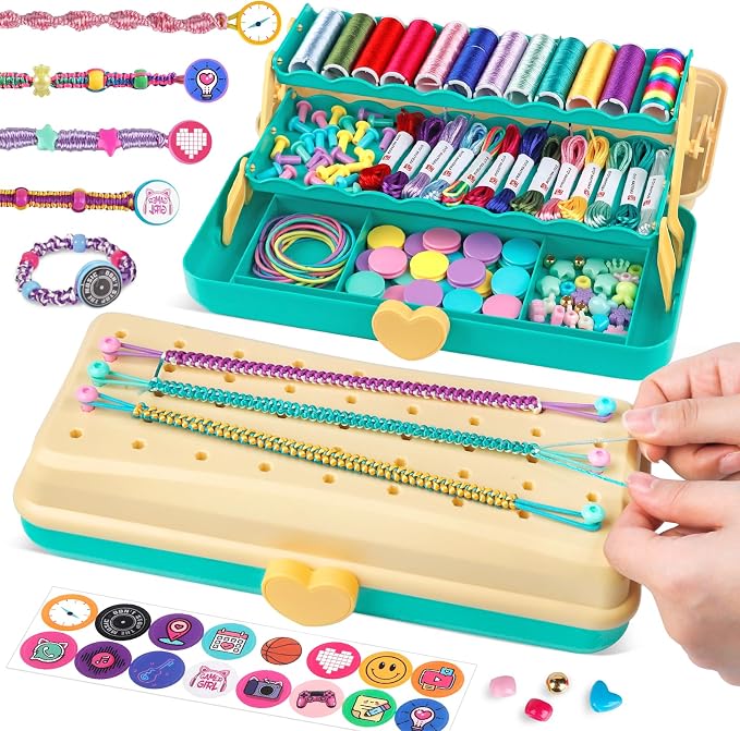 TingingYuli Friendship Bracelet Making Kit for Girls Ages 8-12, DIY String Bracelet Maker with 3-Layer Storage Box, Jewelry Making Kit Arts and Crafts Toy Gift for Kids Ages 6-12