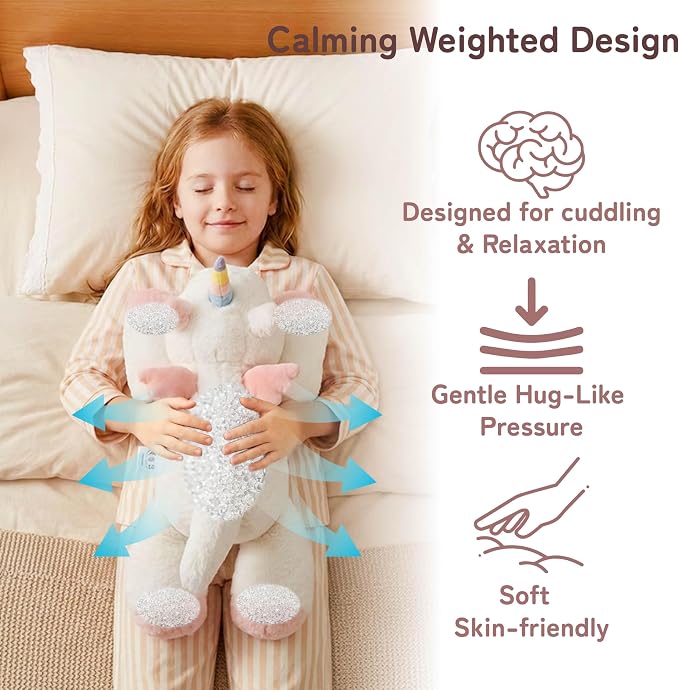 Niuniu Daddy 25" 5 lb Weighted Unicorn Stuffed Animal for Adults Kids, Giant Large Plush Toy, Soft Body Pillow for Sleeping, Huggable Gift for Everyday Comfort