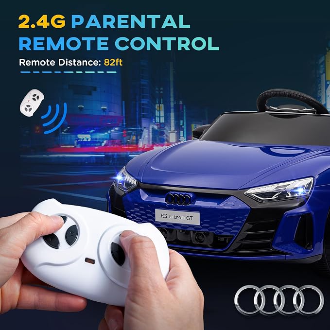 Aosom Licensed Audi RS e-tron GT 12V Ride On Car Truck for Kids, Electric Car Ride On Vehicle w/Parent Remote Control, Music, Lights, for Toddlers, Dark Blue