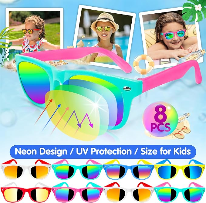LINAYE Beach & Pool Party Favors - Kids' Summer Toys Bulk Including Beach Balls, Sand Buckets, Sunglasses, Drinking Straws, Bubble Wands Beach & Pool Party Supplies