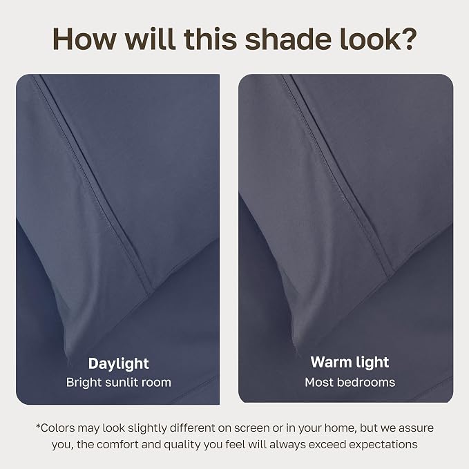 California Design Den Soft 100% Cotton Twin XL Bed Sheets Set, 400 Thread Count Good Housekeeping Award Winner, Smooth Sateen Finish, Cozy and Durable Twin XL Bedding Set - Indigo Dusty Blue