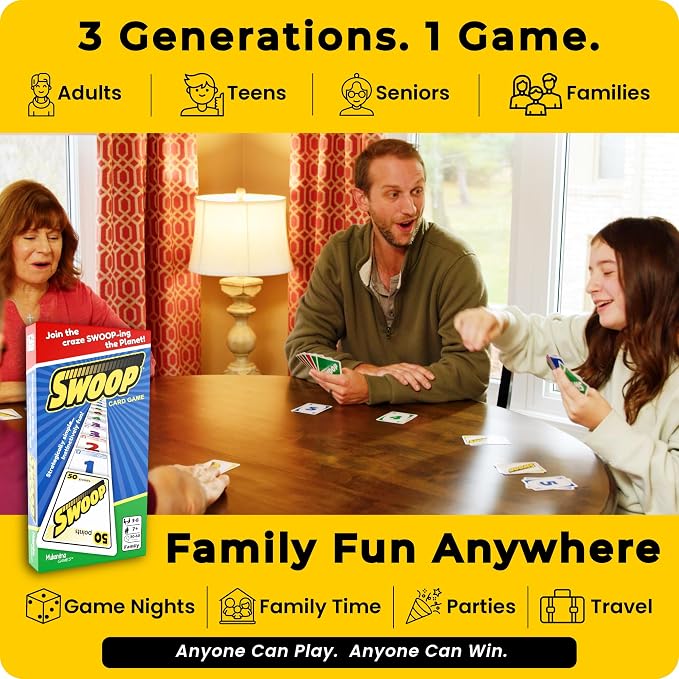 SWOOP Card Game | Fun for The Entire Family | Easy to Learn | Easy to Play | Great Social for Game Nights | Kids, Teens, Adults, and Seniors | Ages 7+ | 3 to 8 Players