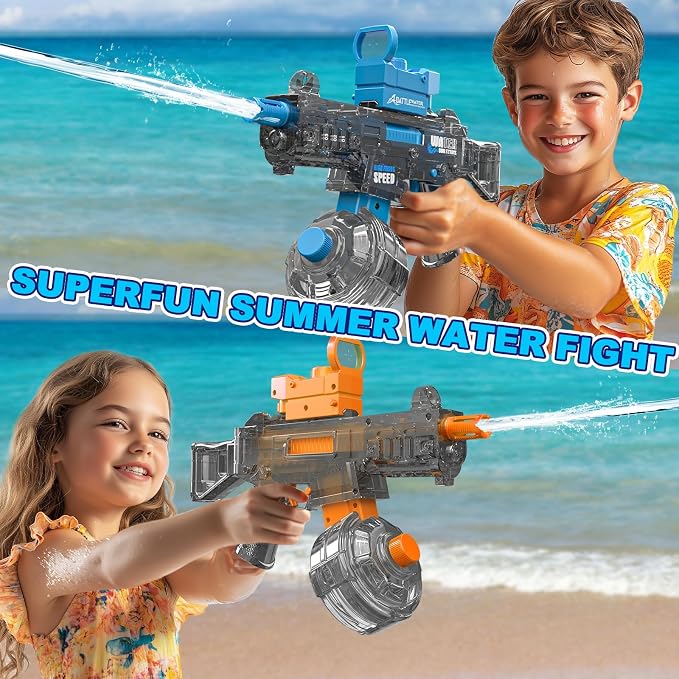 2 Pack Electric Water Guns for Adults Kids,Automatic Squirt Water Gun Up To 33 FT Long Range,High Capacity Water Gun,Ultimate Battle Powerful Water Blaster Summer Outdoor Beach Swimming Pool Water Toy