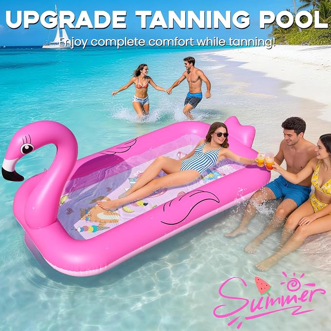 FluSing Splash Pad for Toddlers, Flamingo Splash Pad Sprinkler for Kid, Thicken Sprinkler for Kids Outdoor Water Toy Play Mat, Inflatable Splash Pad for Kids, Backyard Summer Toddler Sprinkler Pool