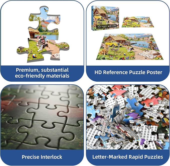 Cozy Lakeside Cottage Puzzles for Adults 1000 Pieces,Challenging Jigsaw Puzzles for Adults,Difficult Impossible Puzzle for Family Game Night,Recycled Paper Jigsaw Puzzle,Gifts for Boys Girls