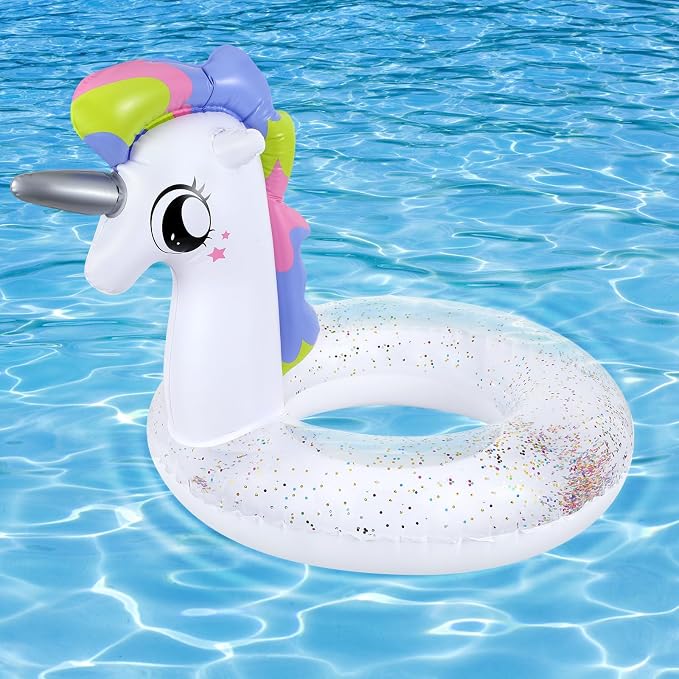 Moko Inflatable Swimming Rings, Pool Floats Swim Tubes Rings Round Shape Cute Cartoon Design Beach Water Lounge Inflatable Raft Party Supplies for Kids