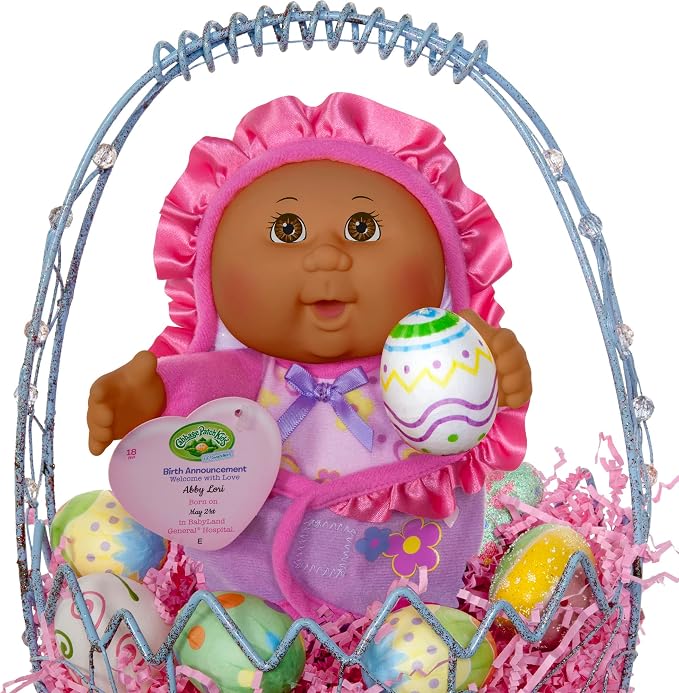 Cabbage Patch Kids Official, Newborn Baby African American Girl Doll - Comes with Swaddle Blanket and Unique Adoption Birth Announcement 9 Inches