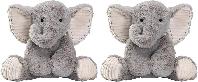 Lambs & Ivy Jungle Safari Gray Plush Elephant Stuffed Animal Toy Plushie - Jett (Pack of 2)