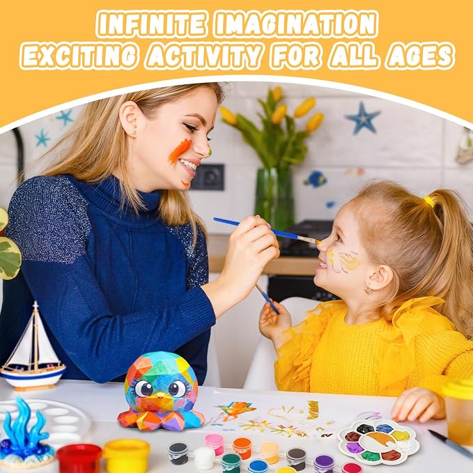 Paint Your Own Octopus Lamp Kit, Arts and Crafts for Kids Ages 8-12, Crafts for Kids Ages 4-8, DIY Octopus Toy Painting Kit, Art Supplies for Boys Girls Birthday Gifts Ages 3 4 5 6 7 8 9 10 11 12+