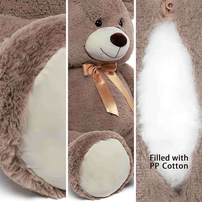 Tezituor 5ft Big Teddy Bear,Giant Brown Stuffed Animal 59 Inches,Life Size Teddy Bears for Girlfriend or Kids,Soft Bear for Valentines Day,Chrismas,Birthday Baby Shower
