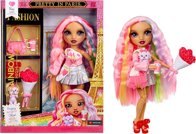 Rainbow High Pretty in Paris Fashion - Kia Hart (Soft Pink), Rainbow 11" Fashion Doll with Outfit, Stylish Handbag, Girls Toy Gift for Kids Ages 4-12 Years