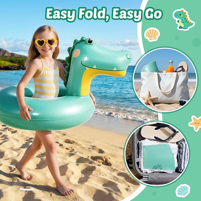 Moko Inflatable Swimming Rings, Pool Floats Swim Tubes Rings Round Shape Cute Cartoon Design Beach Water Lounge Inflatable Raft Party Supplies for Kids