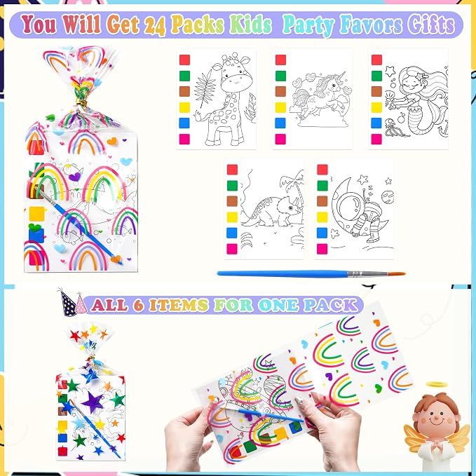 Sigilyer Water Coloring Books Party Favors for Kids 4-8, 24 Pack(192 PCS) Mini Coloring Books with Goodie Bag Stuffers for Kids Birthday Gifts Bulk Art Crafts Classroom Prizes School Paint Supplies