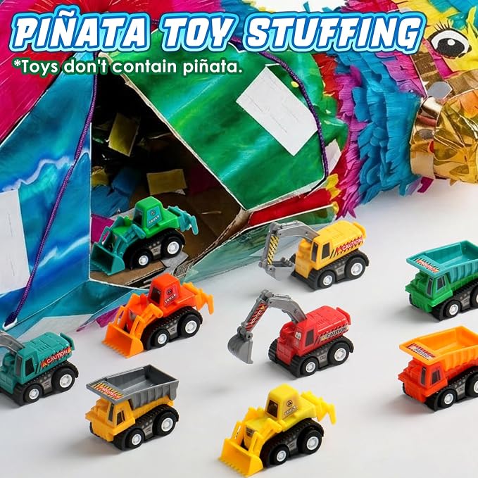 Fajiabao Construction Toy Cars for Toddlers 1-3 Boy Toys Mini Pull Back Cars Small Truck Sensory Bin Bulk & Goodie Bag Stuffers Party Favors for Kids 3-5 (Color Random)