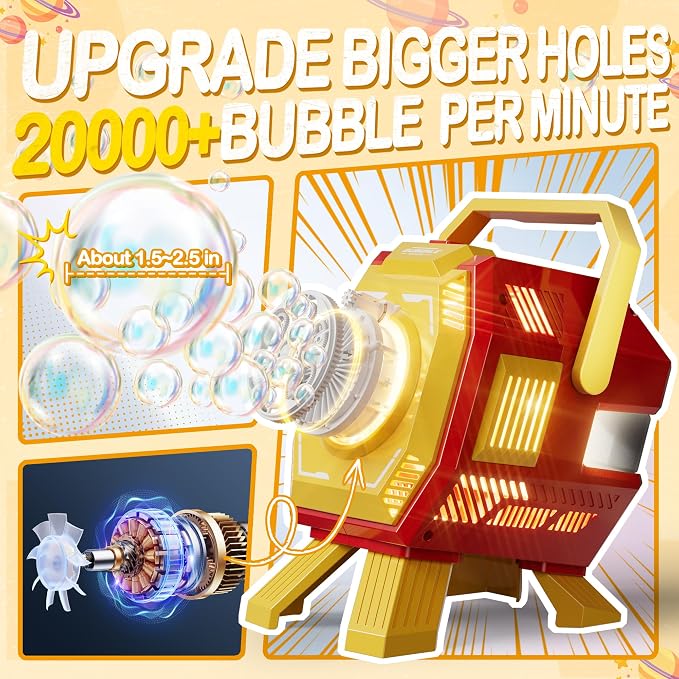 Bubble Machine with Lights, Big Bubbles Bubble Maker Toys for Girl Kids & Toddler, 320ml Large Tank, Battery Operated Bubble Blower for Birthday Parties, Weddings, Indoor & Outdoor Play