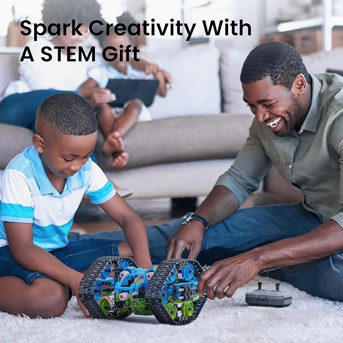 Sillbird Robot Car Building Kit with Remote Control STEM Gifts for Boys Ages 8-14, Coding Stunt Racer Toys for Kids Birthday, Buildable 5in1 Models with 662 Pieces