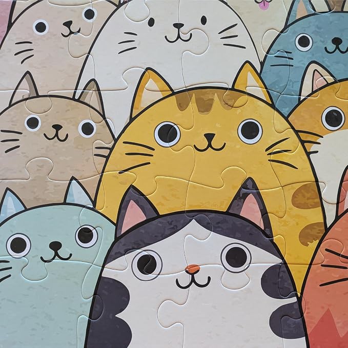 Cat Portrait Jumbo Floor Puzzle for Kids - 48 Large Pieces, 3ft x 2ft - Toddler Puzzles, Preschool Learning Toys, Big Piece Floor Puzzles for Kids - Tot Dojo