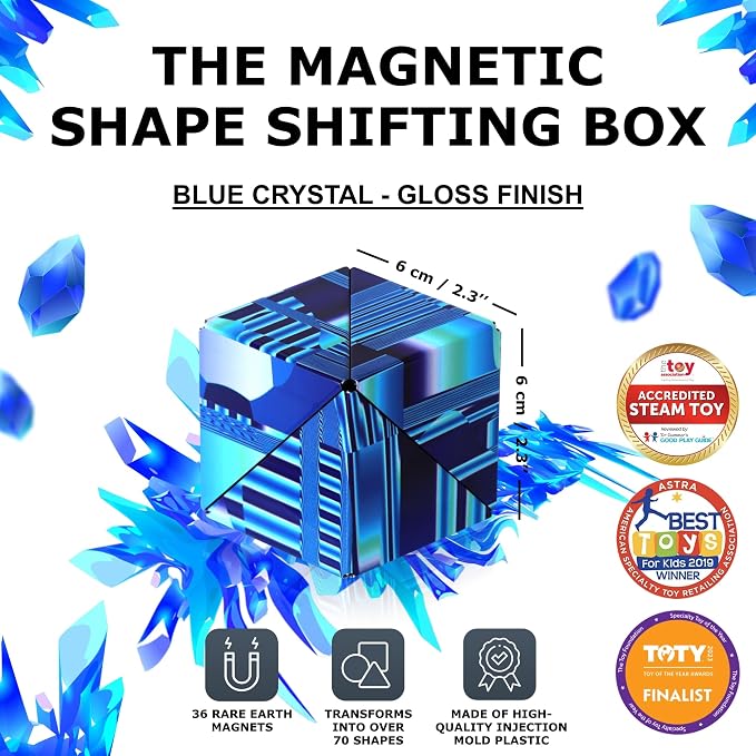 Shashibo DODECA Magnetic Puzzle Cube, Sensory Fidget Toy for Adults & Kids, Stress Relief Fidget Toy for All Ages, Cool Fidget Toys for Desk, Shape Shifting Box, 100+ Possible Shapes