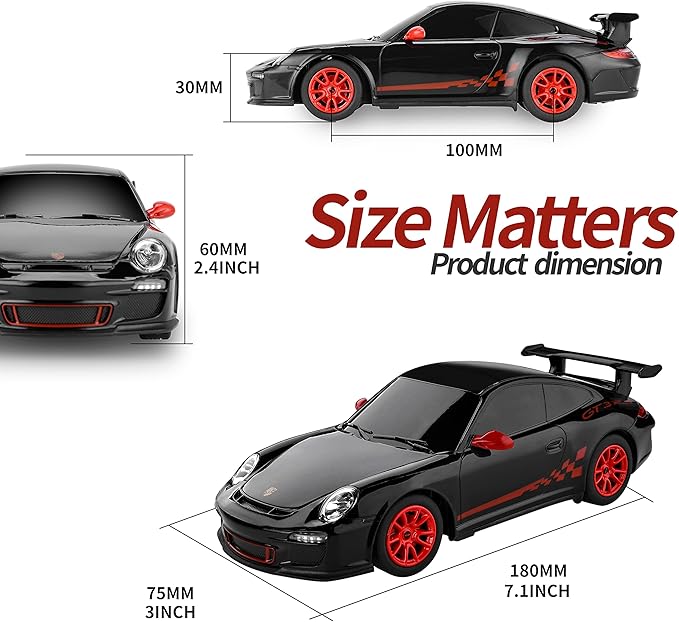 BEZGAR Porsche Remote Control Car, 1:24 Scale Officially Licensed Porsche 911 GT3 RS Toy Car, 2.4GHz Hobby Grade Model Vehicle for Boys Girls Teens Adults Age 4-7 8-12