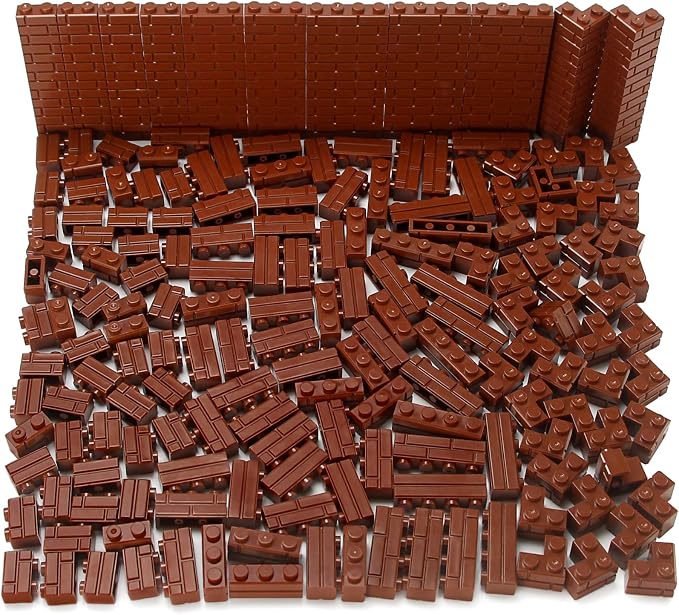Masonry Bricks Set - Compatible with Major Brands Building Blocks, 260 Pieces Bulk 1x2 1x3 1x4 and Corner Bricks for DIY Wall House Construction