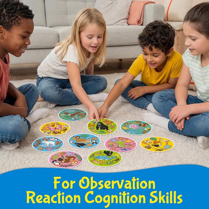 Edulok Match Game Quick Memory Card Game,Fun Math Learning Card Math Game,Quick Reflexes Cards Animal Table Piles Games,Visual Perception Family Games,Preschool Classroom Homeschool Supplies
