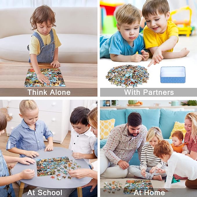 LELEMON Puzzles for Kids Ages 4-6,National Parks Map 100 Piece Puzzles for Kids Ages 4-8 in a Metal Box,Educational Jigsaw Puzzles 100 Piece Puzzle Games Puzzle Toys for Girls and Boys
