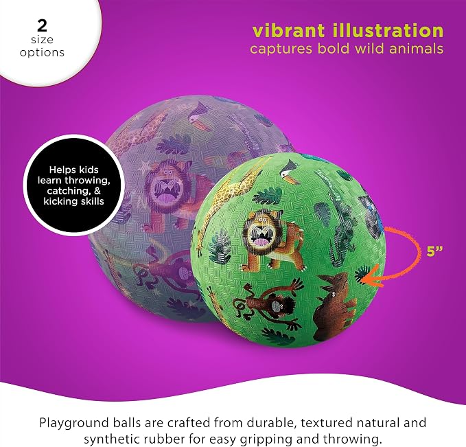 Crocodile Creek Playground Ball - Durable Rubber Ball for Kids Ages 3 and Up - Bouncy Inflatable Ball for Kickball, Indoor Games, and Outdoor Sports - PVC-Free