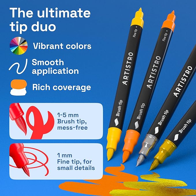 ARTISTRO 240 Acrylic Paint Markers - Paint Pens for Drawing - For Fabric, Rock, Glass, Wood, Molds - Arts & Crafts Gift for Adults, Teens, Kids, Classroom Must Haves & School Supplies