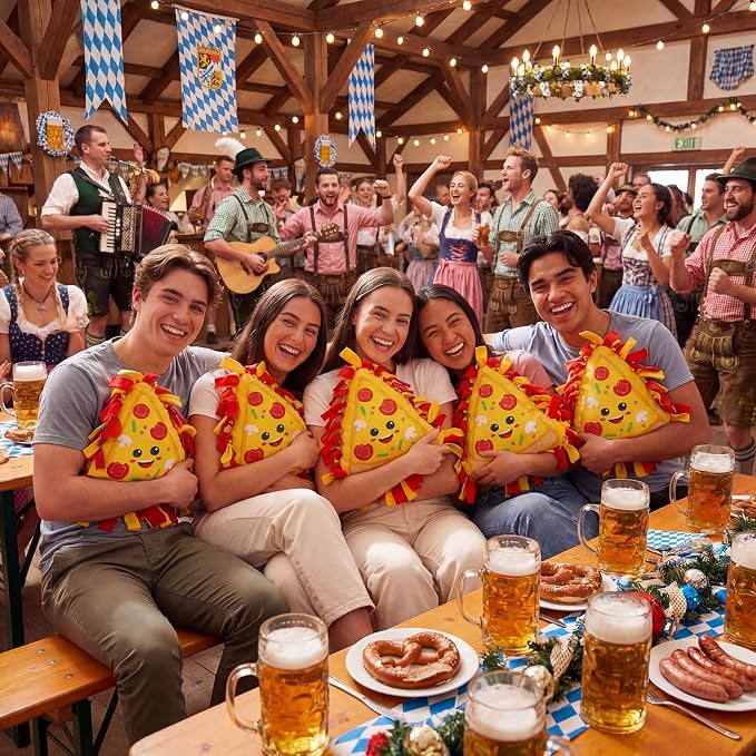 Weysat 6 Sets Pizza Tied Pillow Craft Kit DIY Pizza Shaped Pillow Craft Gifts with PP Cotton for Oktoberfest Day Pizzas Day Sports Theme Party Halloween Decor Classroom Giveaways
