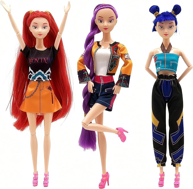 3-Pack Demon Hunters Toys Action Dolls Set, 11.5-inch Poseable Dolls with Movable Joints, Collectible Model Toys for Fans and Kids Game Gift