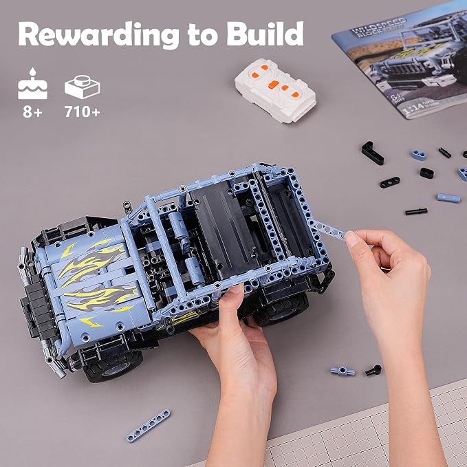 VERTOY STEM Remote Control Building Toys for Kids Ages 8-12 - RC Blue Off-Road Racing Car Kit, Educational Birthday Gift for Boys Girls 8 9 10 11 12 Year Old(715 Pcs)
