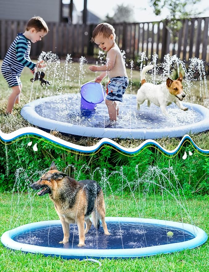 Jasonwell Splash Pad Sprinkler for Kids Splash Play Mat Outdoor Water Toys Inflatable Splash Pad Baby Toddler Pool Boys Girls Children Outside Backyard Dog Sprinkler Pool Age 1 2 3 4 5 6 7 8 9 XL
