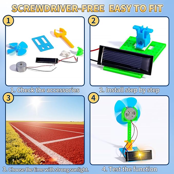 Bulk STEM Kits - 8 Set Solar Powered Fans, Science Kits for Kids Age 8-12 12-14 10-12, Stem Building Toys for Ages 8-13, Boys Girls Crafts, Classroom School Gifts Experiments Activities Summer Toys