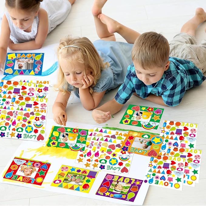 30Packs Picture Frame Crafts Kits for Kids Summer Colorful Candy Holiday DIY VBS 2026 Crafts Foam Picture Frames for Christmas Girls Gifts Game Activities Preschool Bulletin Board Decor Supplies