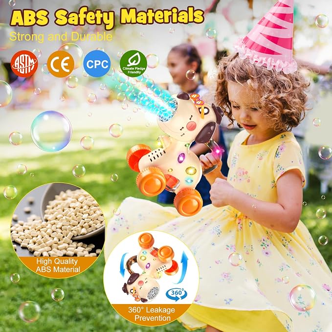 Nicmore Bubble Machine for Toddlers 1-3: Portable Dog Bubble Maker Blower Toys for 1-6 Year Old Boy Girl Kids Outdoor Toys for Easter Party Birthday