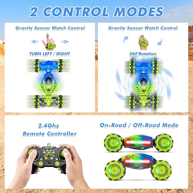 Fosgoit Gesture Sensing RC Stunt Car - Toys for 6-12 Years Old Boys Girls, 4WD Remote Control Car, Hand Controlled Car with Lights Music, Cool Birthday Gifts for Kids Age 6 7 8 9 10 11 12 Years Old